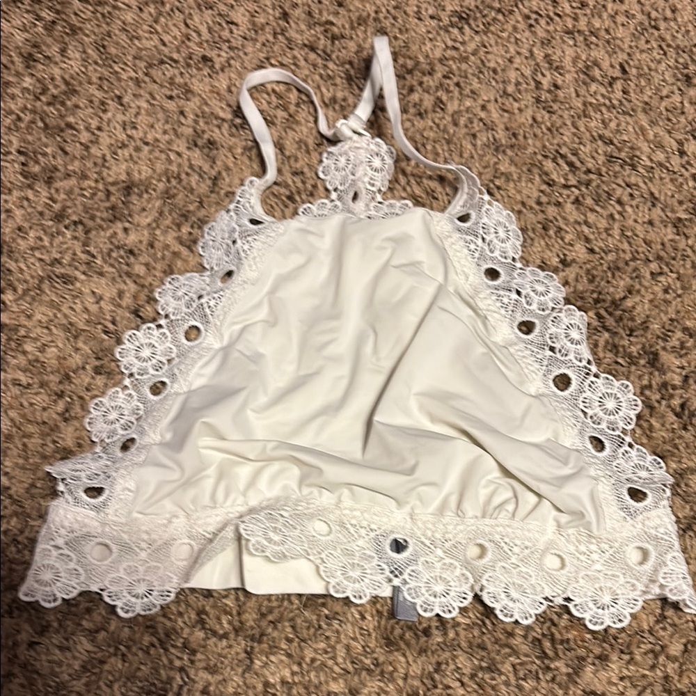 Aerie White Lace Halter bra Top size small